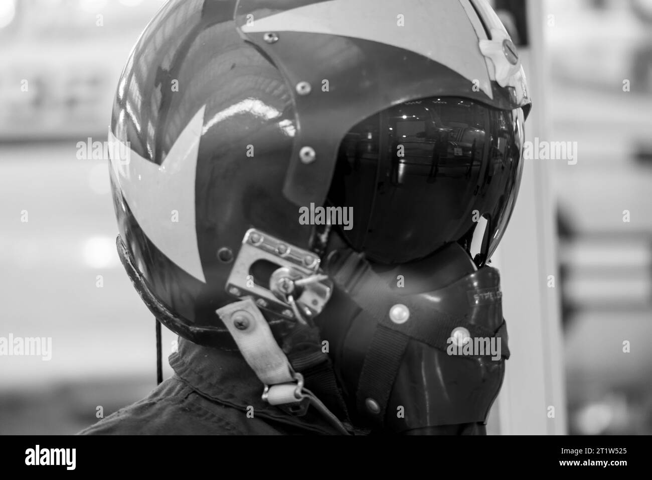 Foto ravvicinata di un pilota di caccia Foto Stock