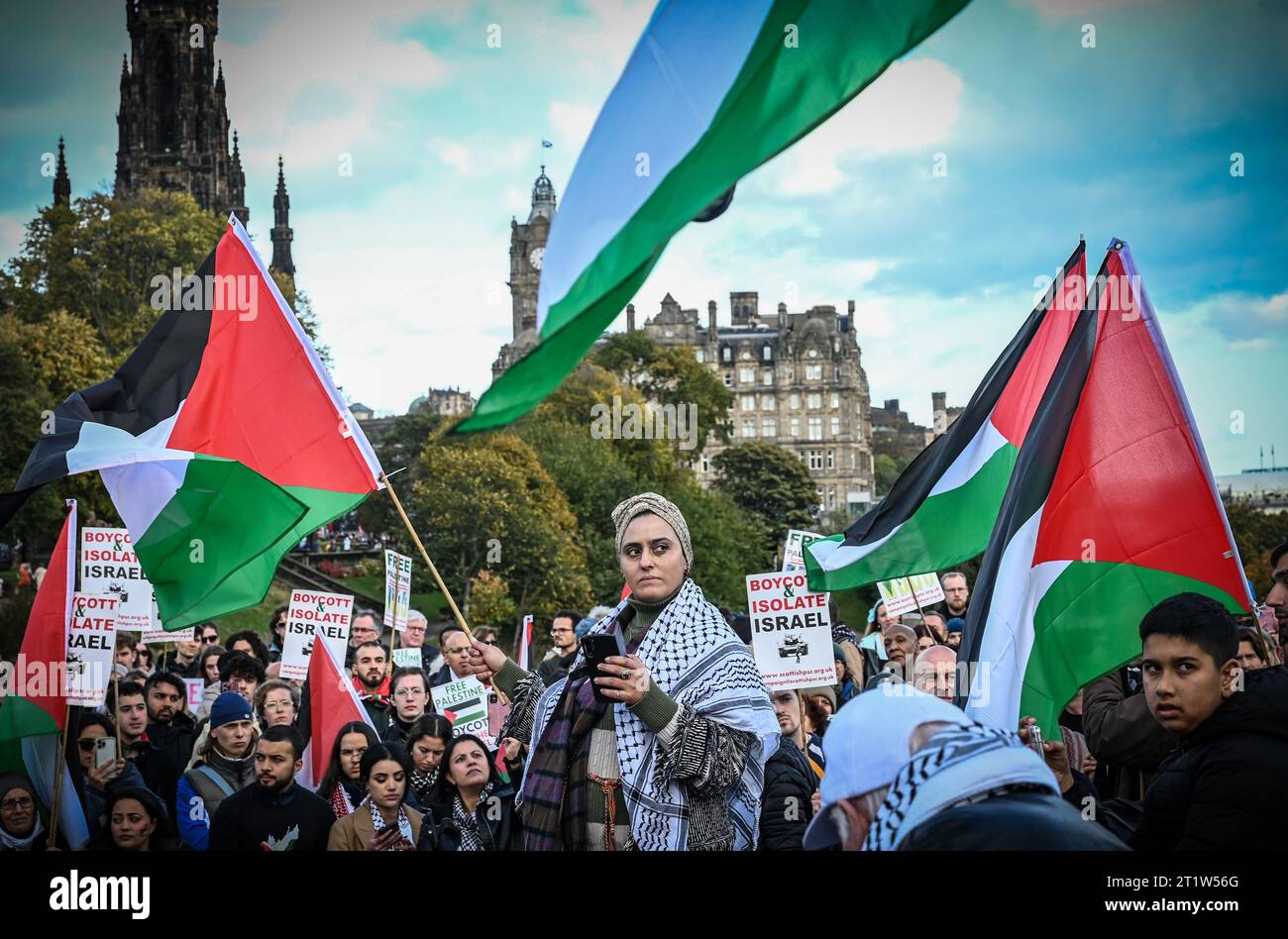 Free Palestine March, Edimburgo, 14/10/2023 Foto Stock