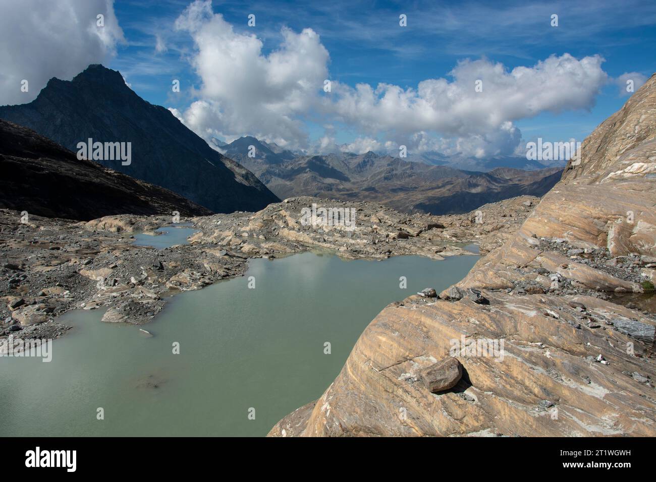 Gletschersee am fuss des Chaltwassergletschers Foto Stock