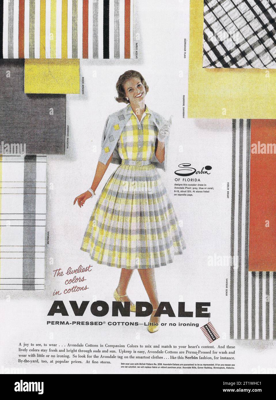 1959 Avondale Cottons ad Foto Stock