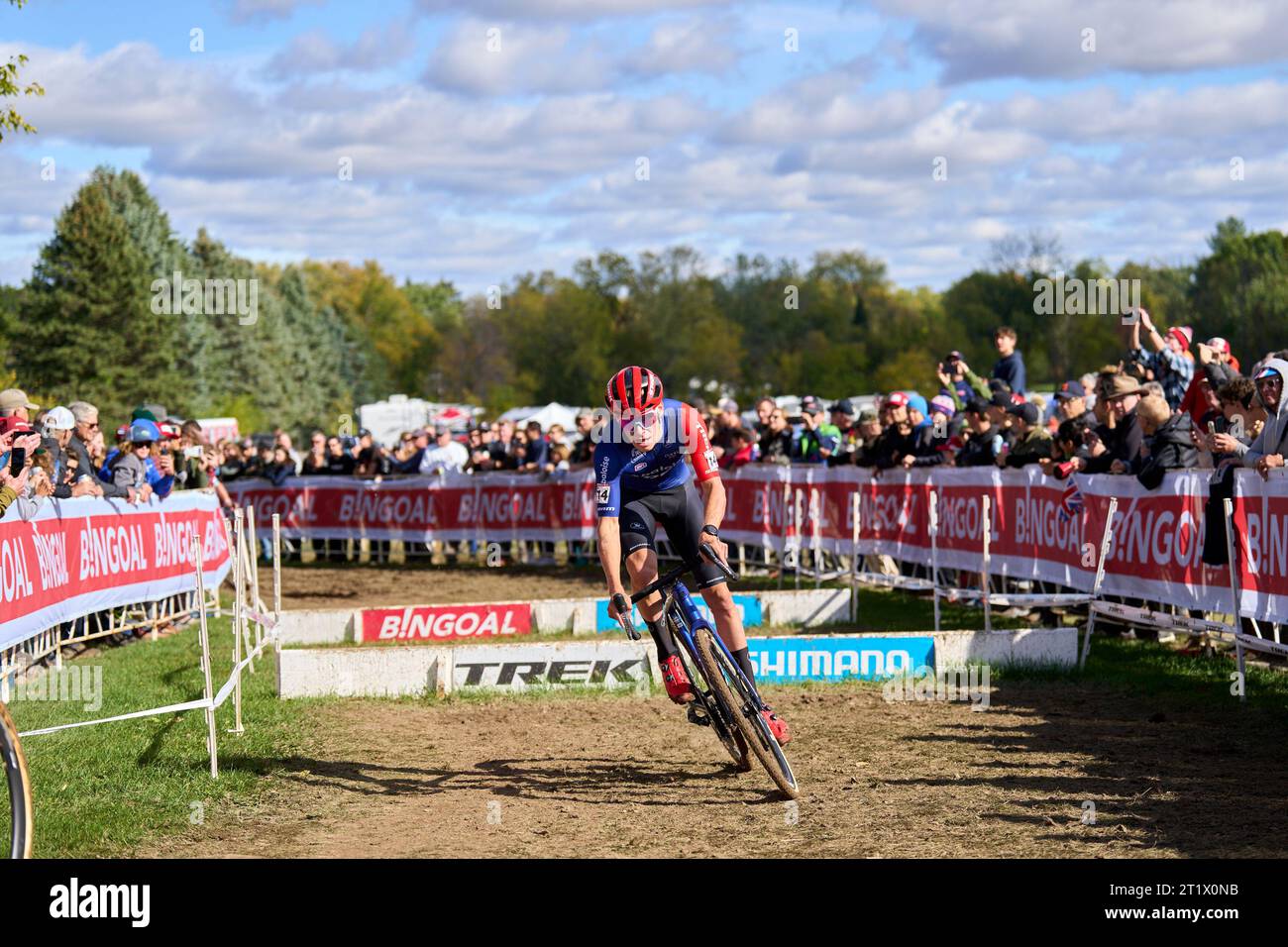 Waterloo, USA. 15 ottobre 2023. Il belga PIM Ronhaar raffigurato in azione durante la gara di ciclocross della Coppa del mondo UCI a Waterloo, Wisconsin, USA il 15 ottobre 2023. (Foto di Bill Schieken/Sipa USA) credito: SIPA USA/Alamy Live News Foto Stock