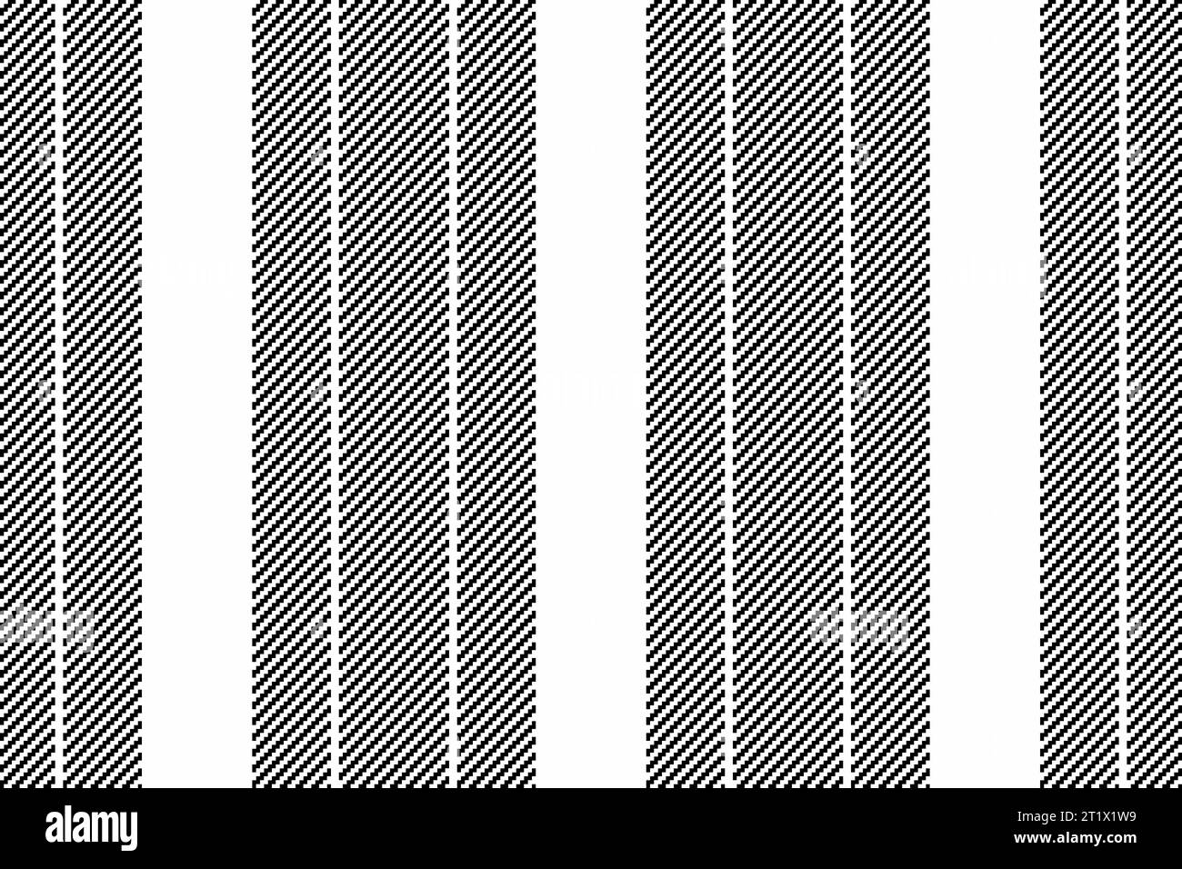 Trama verticale di sfondo con linee tessili senza cuciture e motivo a strisce vettoriali in bianco e nero. Illustrazione Vettoriale