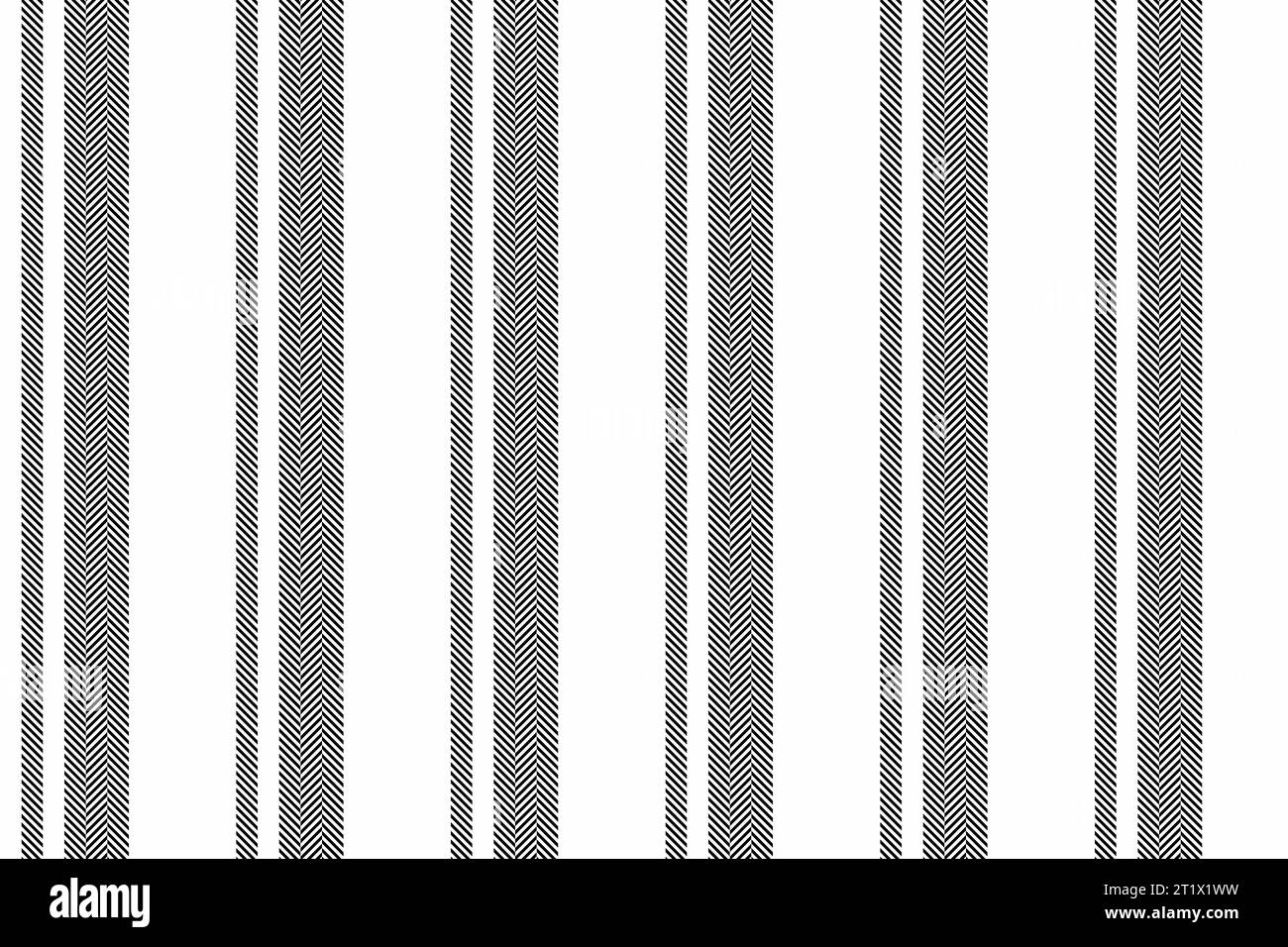 Linee di motivo texture di tessuto vettoriale senza cuciture con sfondo a strisce di tessuto verticale nei colori bianco e nero. Illustrazione Vettoriale