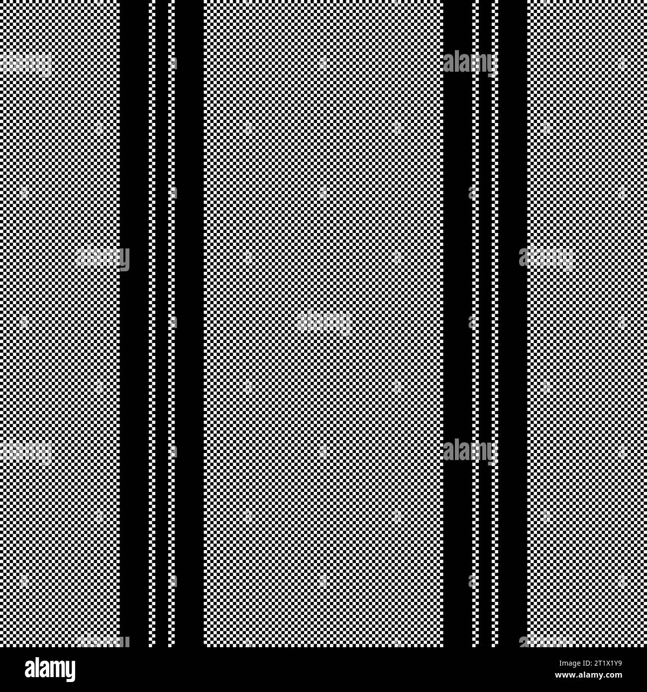 Motivo verticale delle linee di tessuto texture con una striscia vettoriale senza cuciture di sfondo nei colori bianco e nero. Illustrazione Vettoriale