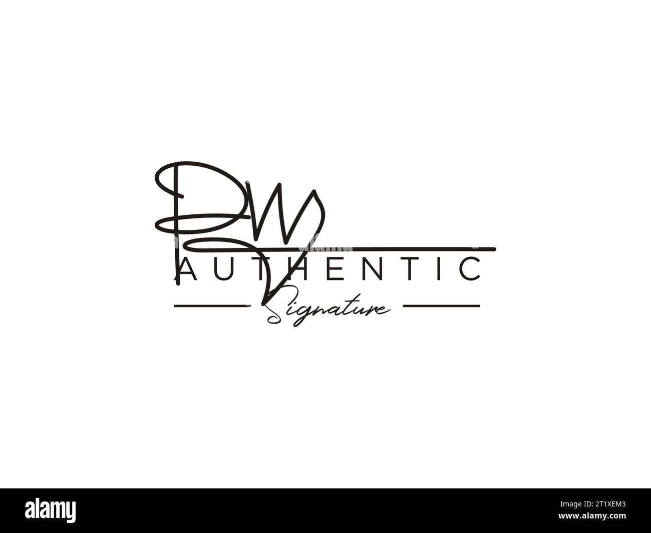 Vettore modello logo firma PW. Illustrazione Vettoriale