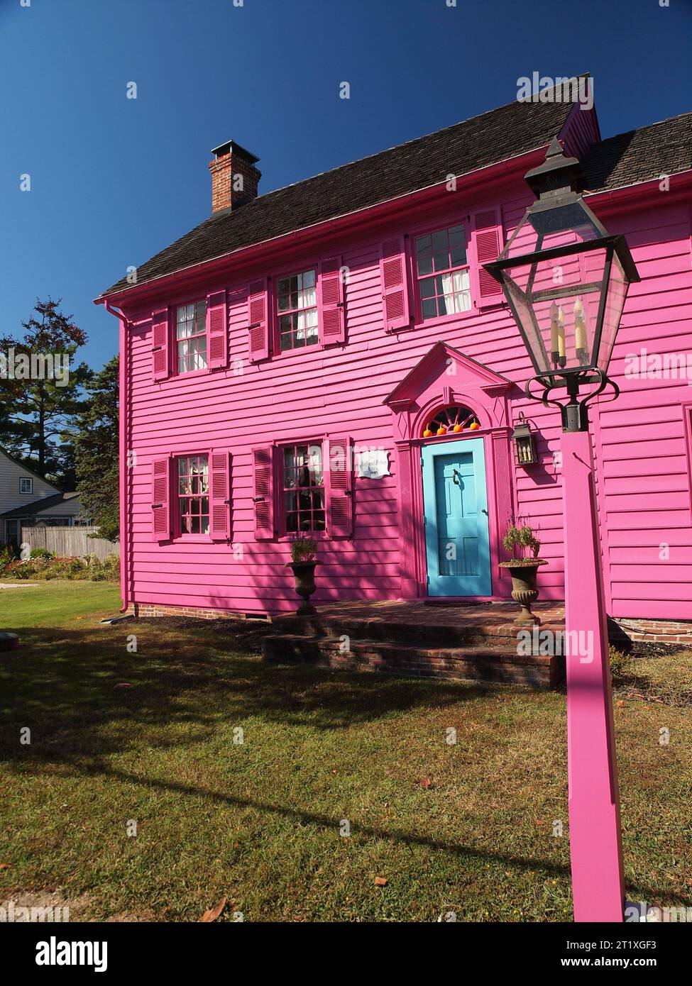 Casa rosa famosa a Dennis Township, New Jersey. Ora è un negozio di articoli da regalo unico del posto. Foto Stock