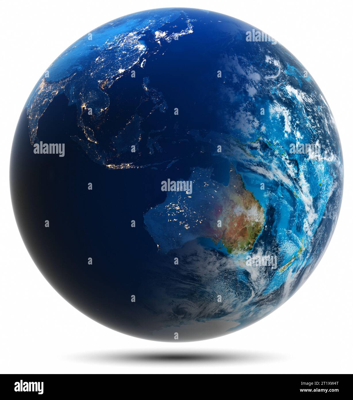 Globo mondiale - Sud-est asiatico, Australia. Elementi di questa immagine forniti dalla NASA. rendering 3d. Foto Stock
