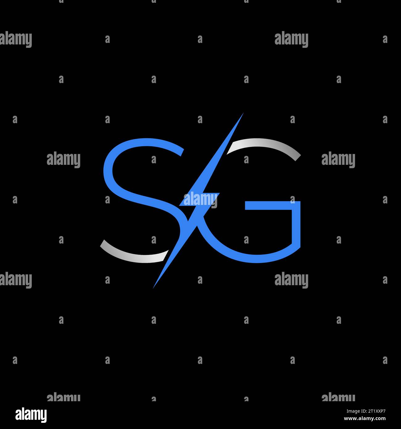 Logo design graphic concept creativo astratto premium stock vettore iniziale font SG CONNECT con potenza di illuminazione elettrica correlata alla tipografia monogramma Illustrazione Vettoriale