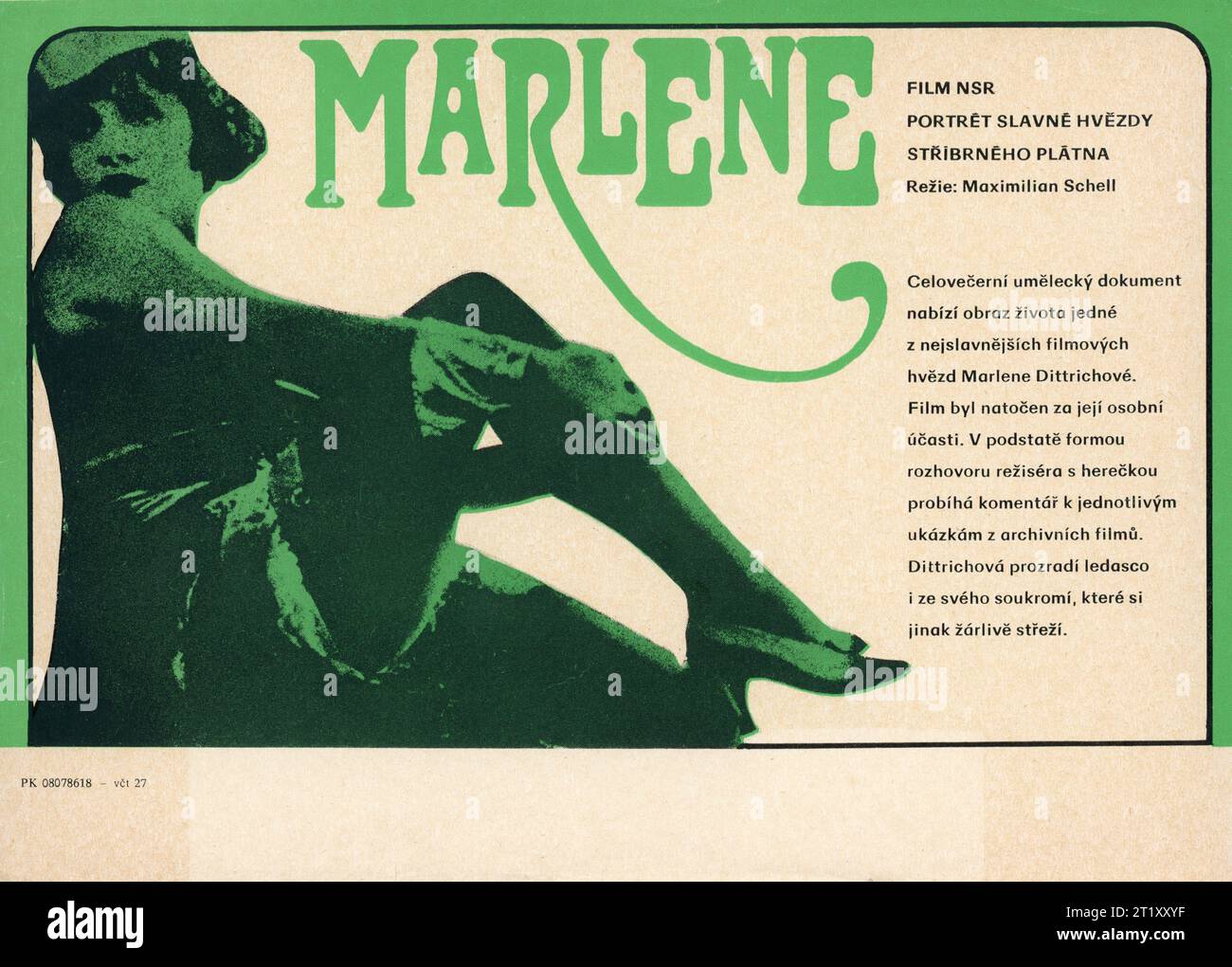 Mini poster ceco per MARLENE Un documentario sulla carriera di Marlene Dietrich 1984 regista MAXILMILIAN SCHELL scrittori Meir Dohnal e Maximilian Schell narratore Marlene Dietrich Bayerischer Rundfunk (BR) / Braun Entertainment Group / OKO Film Foto Stock