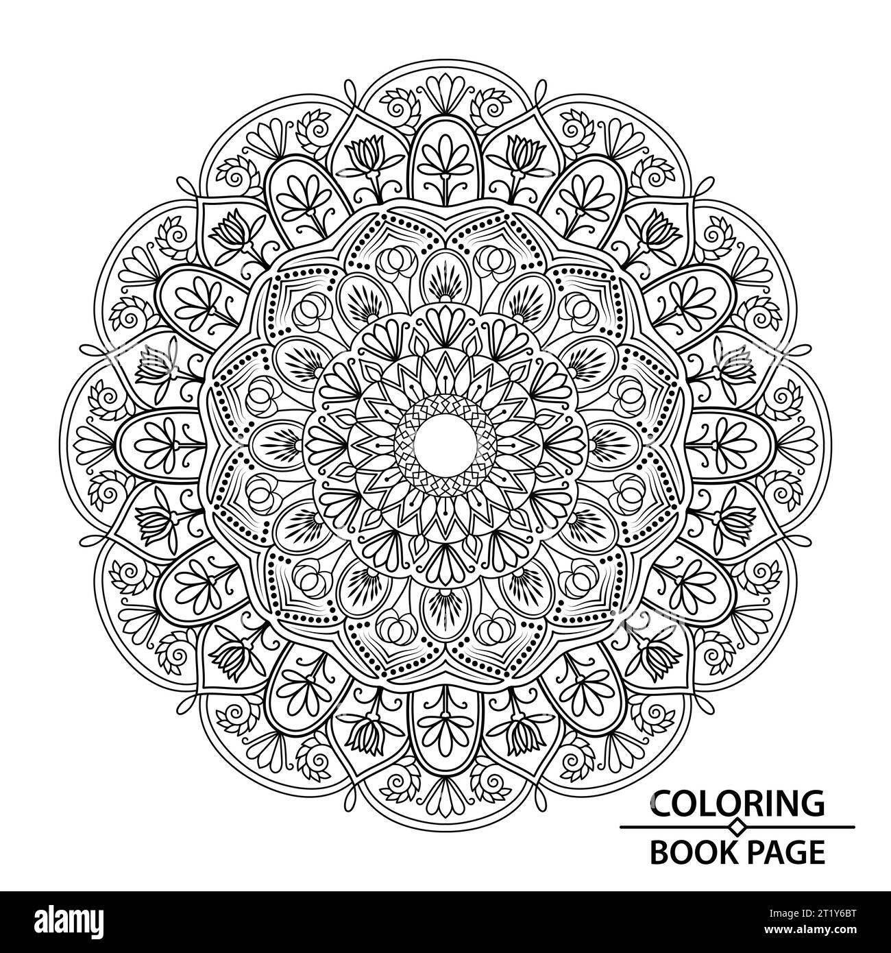 Mandala per il relax e la meditazione colorare Book Page Design. Afferra queste semplici pagine da colorare mandala oggi stesso e goditi pochi minuti di ininterrotti Illustrazione Vettoriale