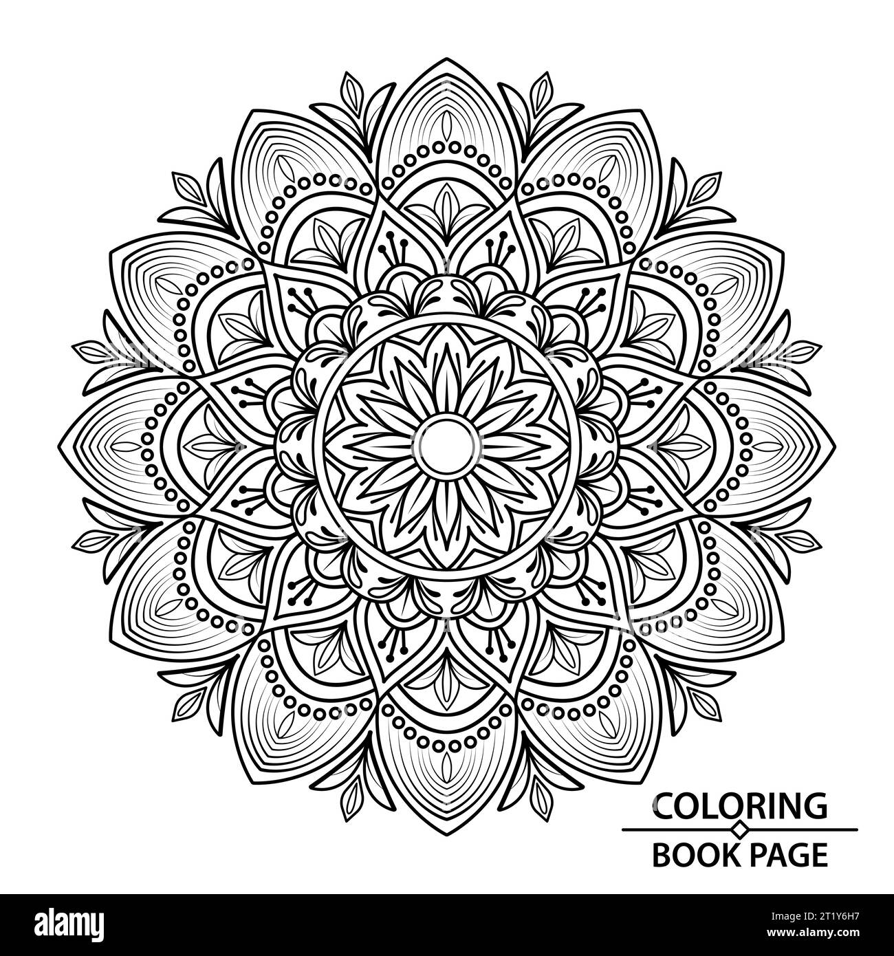 Mindfulness Mandala Design for Coloring Book Page. Afferra subito queste semplici pagine da colorare con mandala e goditi alcuni minuti di relax senza interruzioni Illustrazione Vettoriale