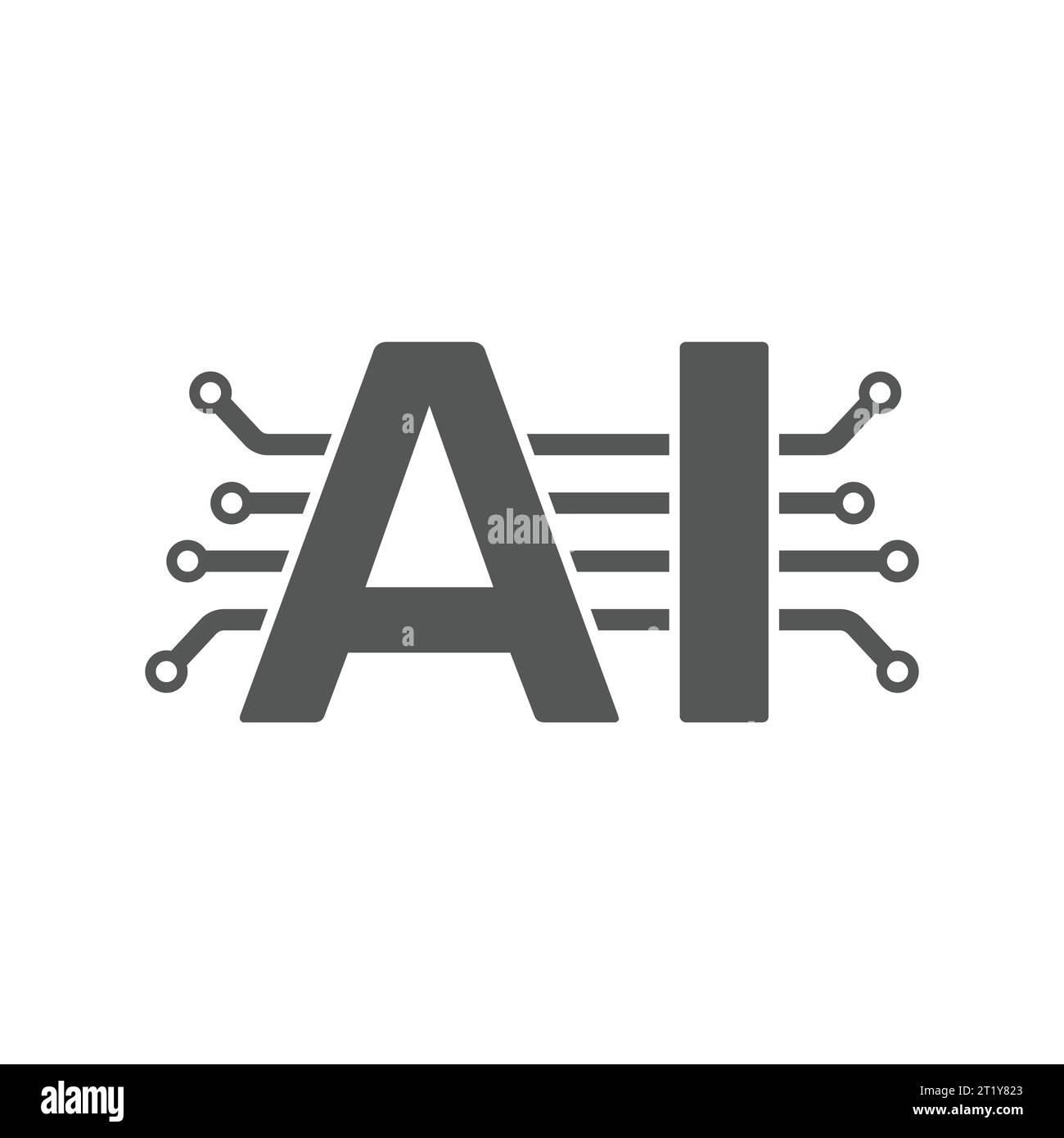 Intelligenza artificiale lettera A e i e circuito stampato. Colore dell'icona su sfondo bianco. EPS 10 Illustrazione Vettoriale