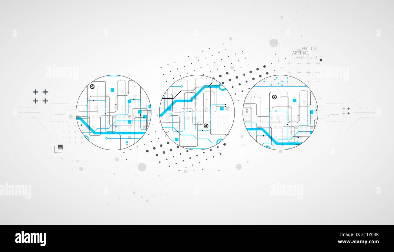Background tecnologico astratto. Concetto di comunicazione, futuristico background artistico dell'innovazione digitale. Illustrazione vettoriale Illustrazione Vettoriale