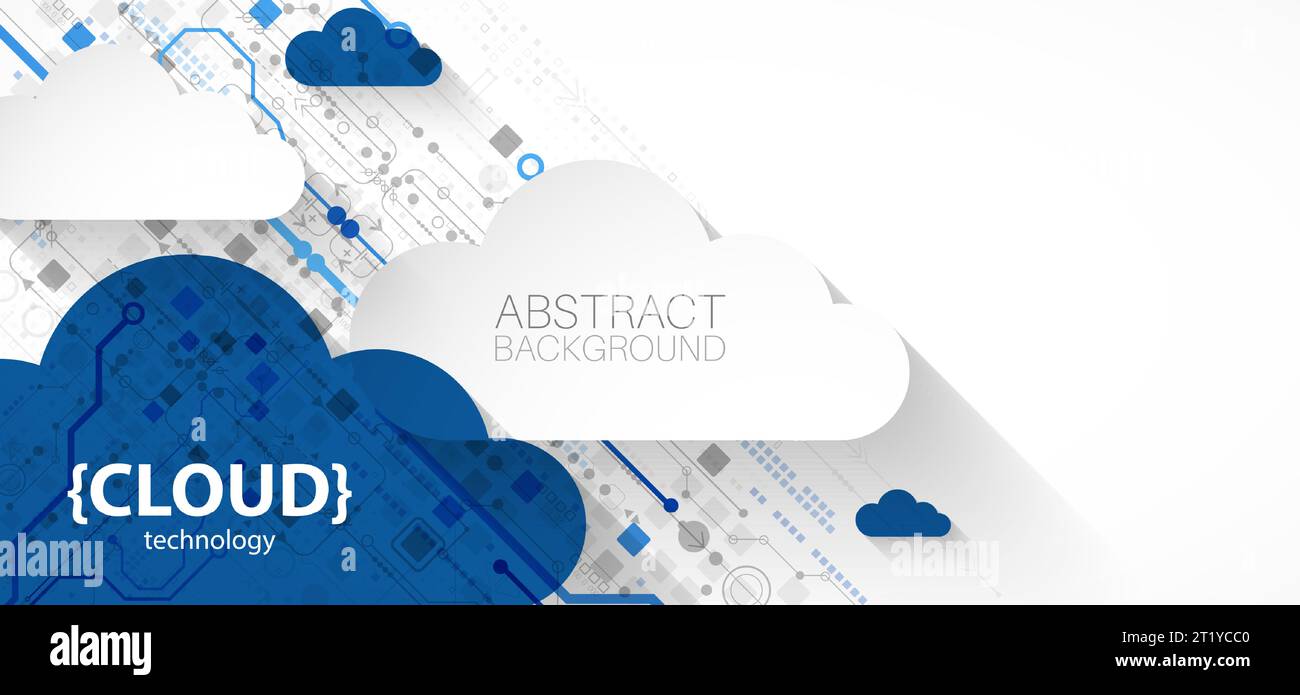 Concetto di cloud computing. Background tecnologico astratto. Illustrazione Vettoriale