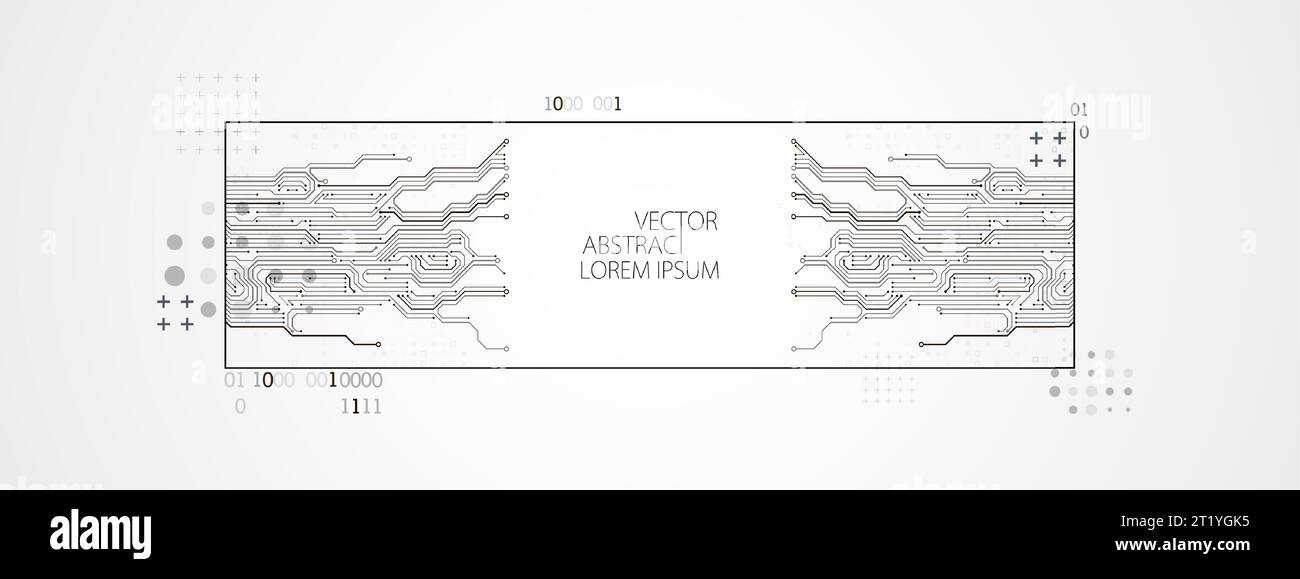 Background tecnologico orizzontale astratto. Concetto di comunicazione, contesto futuristico dell'innovazione digitale. Illustrazione vettoriale Illustrazione Vettoriale
