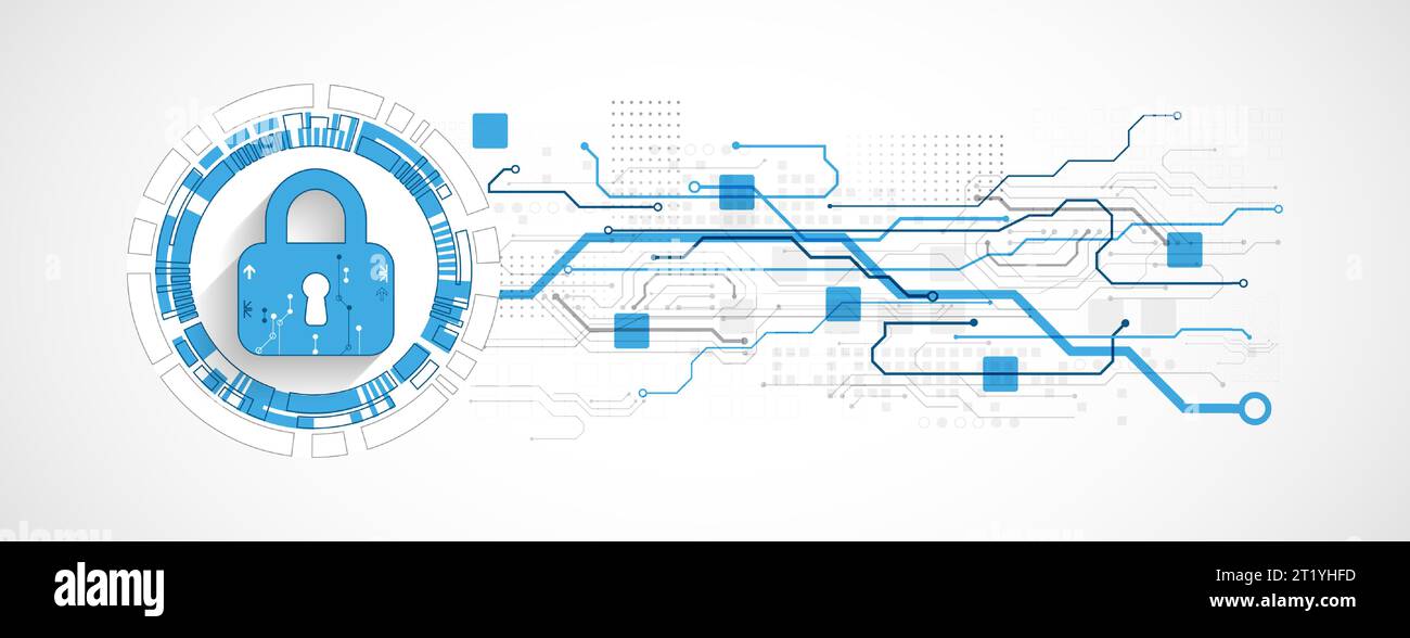 La sicurezza dei dati personali illustra l'idea di privacy dei dati informatici o delle informazioni. Tecnologia Internet astratta a colori. Illustrazione Vettoriale