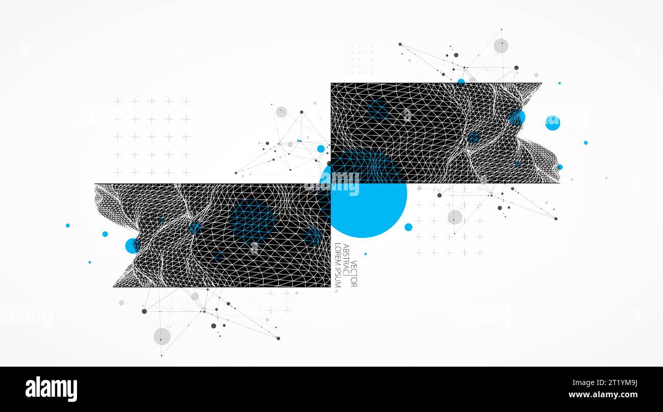 Contesto scientifico e tecnologico astratto. Immagine di una parte del paesaggio nella cornice. Illustrazione Vettoriale