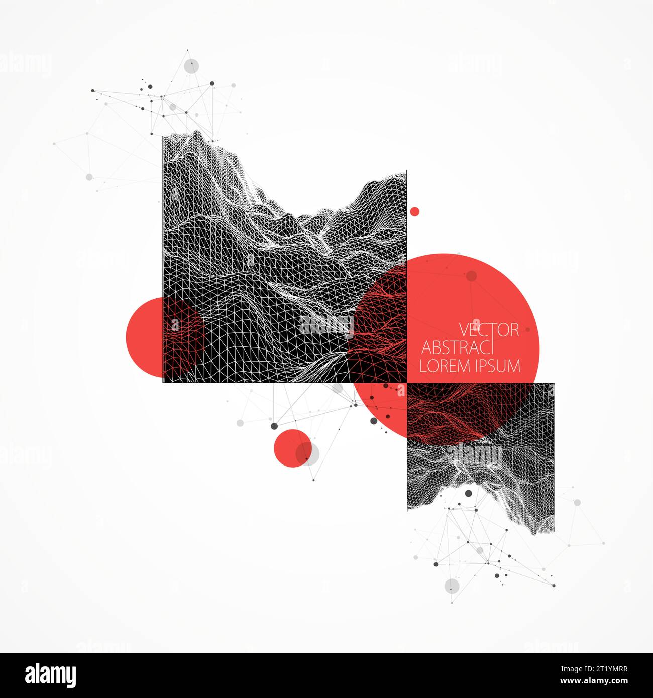 Contesto scientifico e tecnologico astratto. Immagine di una parte del paesaggio nella cornice. Illustrazione Vettoriale