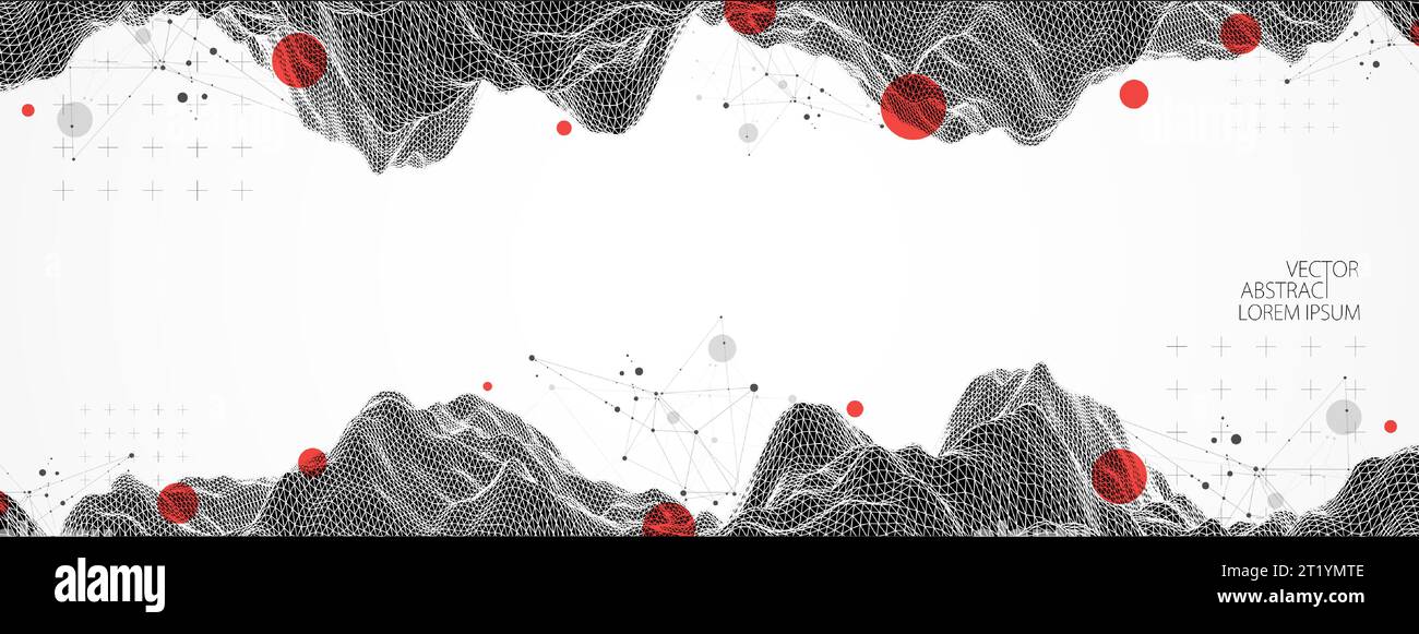 Contesto scientifico e tecnologico astratto. Immagine di una parte del paesaggio nella cornice. Illustrazione Vettoriale