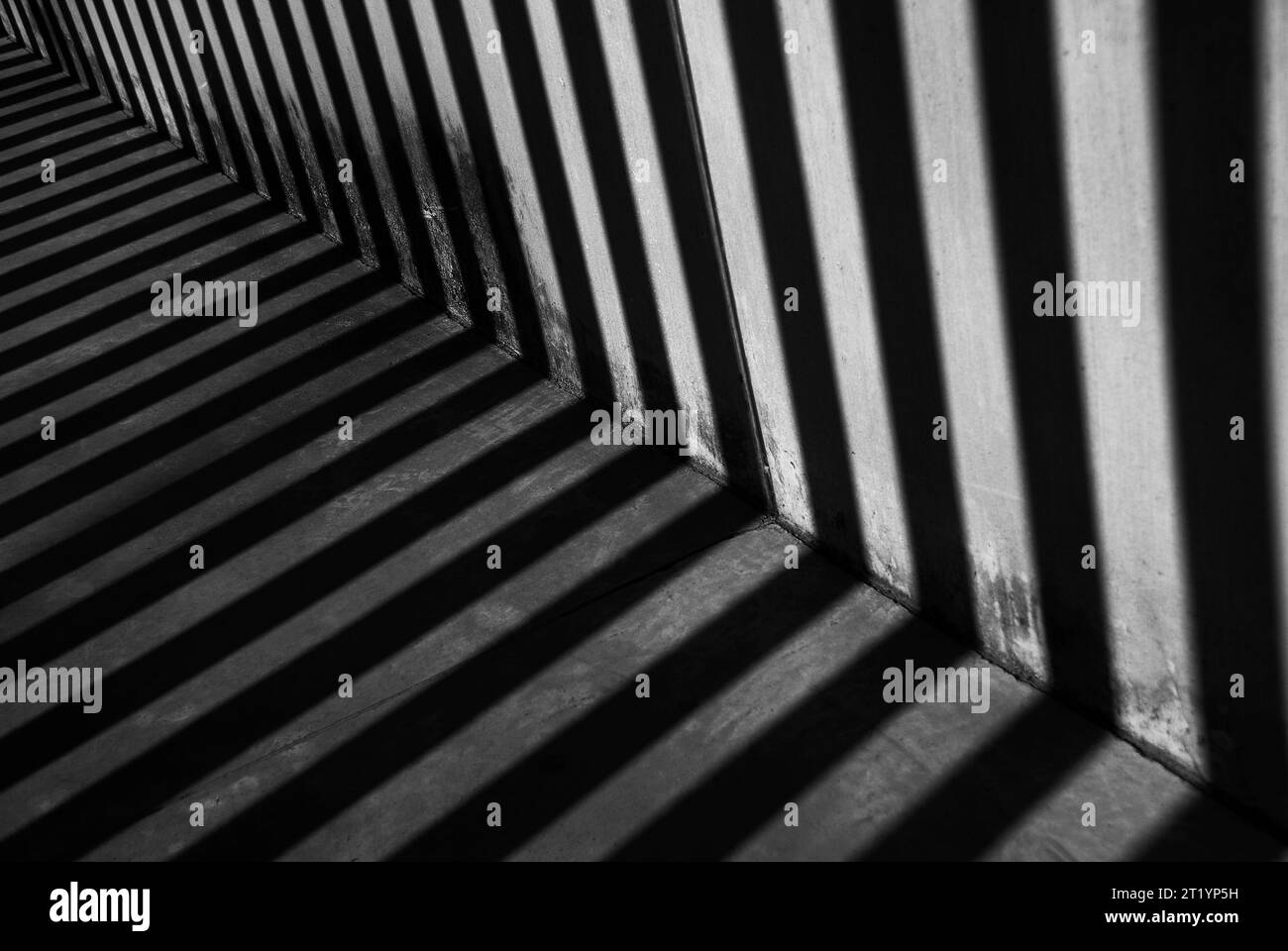 Ombre del cancello all'interno del Museo dell'Apartheid, Johannesburg, Sudafrica. Foto Stock