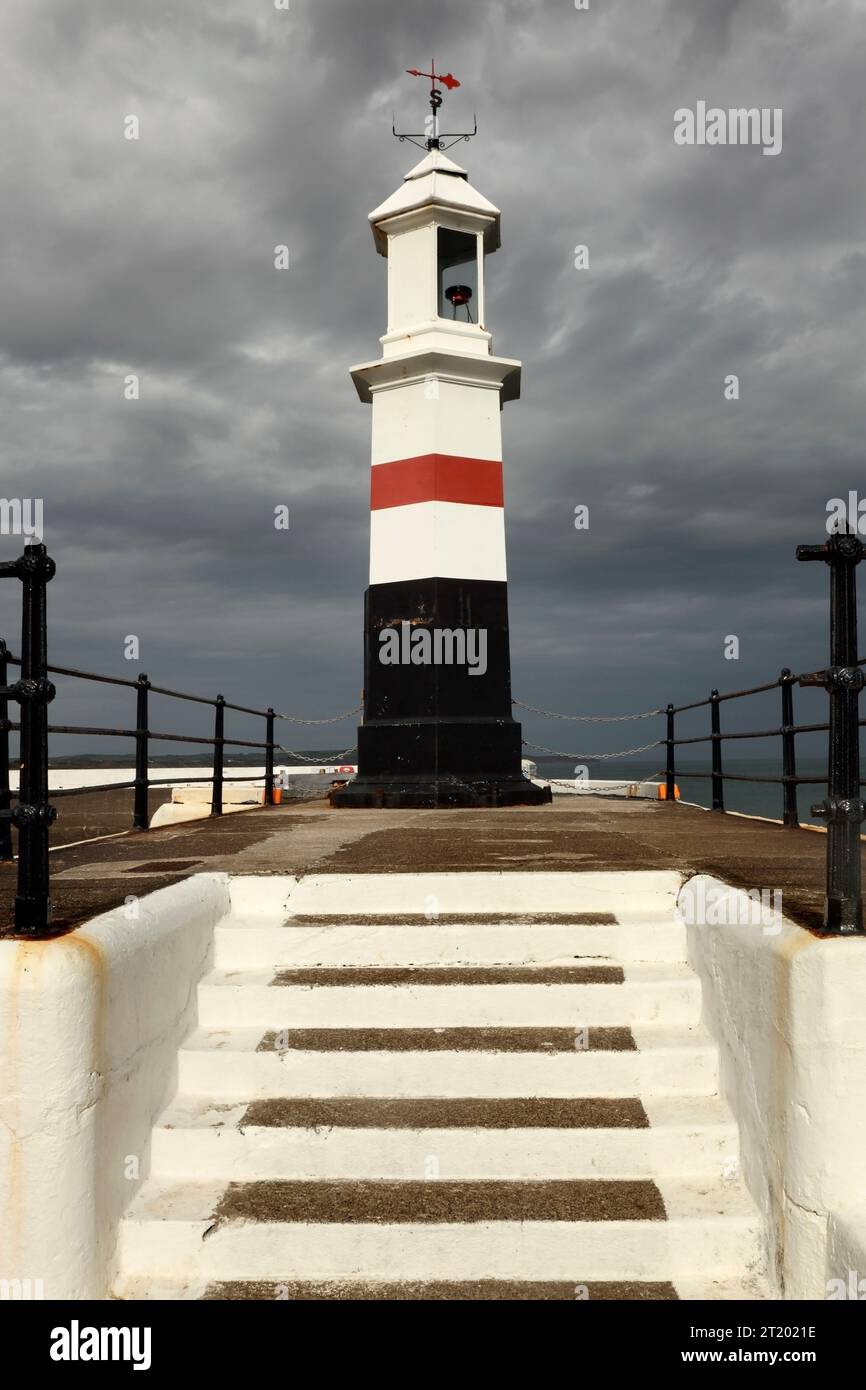 Ramsey South Pier Head Lighthouse, Ramsey, Isola di Man. Foto Stock