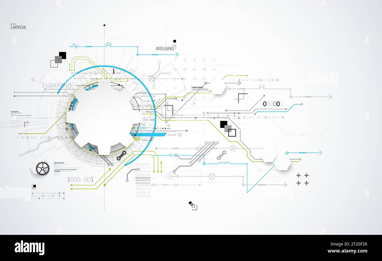 Background tecnologico astratto. Concetto di comunicazione, contesto futuristico dell'innovazione digitale. Illustrazione vettoriale Illustrazione Vettoriale