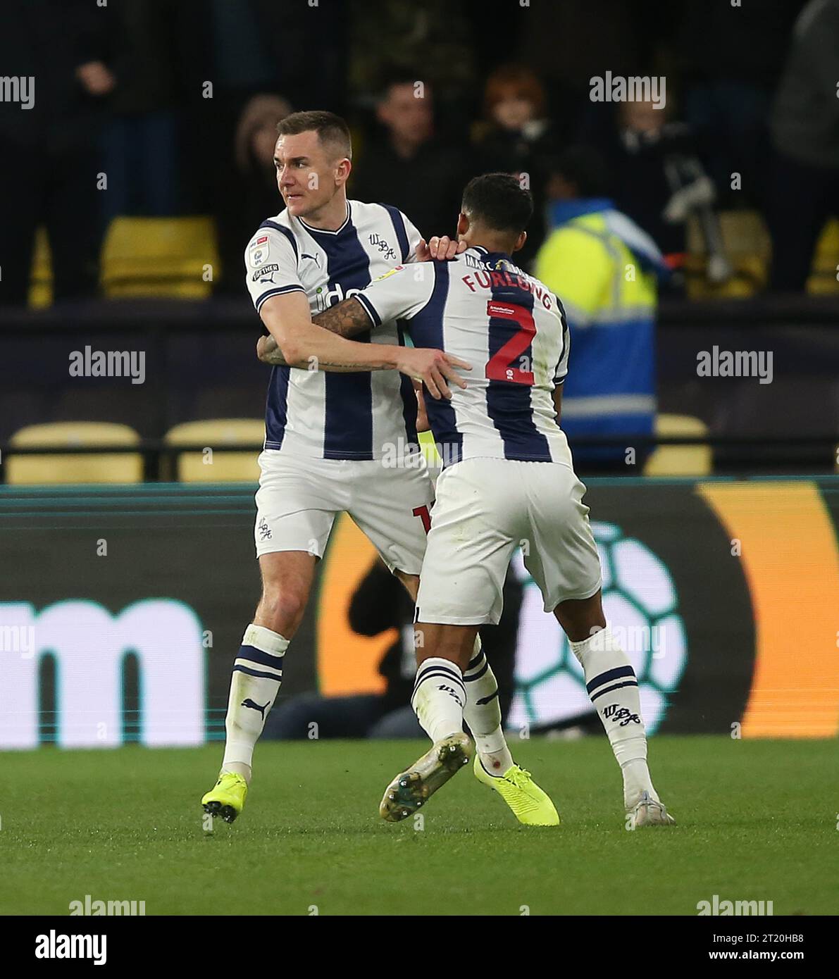 GOAL 2-2, Jed Wallace della squadra di West Bromwich Albion celebrazione del gol. - Watford contro West Bromwich Albion, Sky Bet Championship, Vicarage Road Stadium, Londra, Regno Unito - 20 febbraio 2023. Solo per uso editoriale - si applicano le restrizioni DataCo Foto Stock