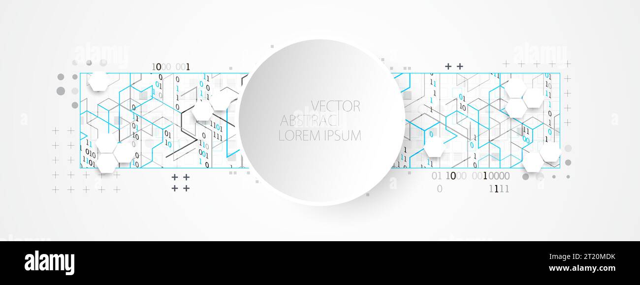 Background tecnologico orizzontale astratto. Concetto di comunicazione, contesto futuristico dell'innovazione digitale. Illustrazione vettoriale Illustrazione Vettoriale