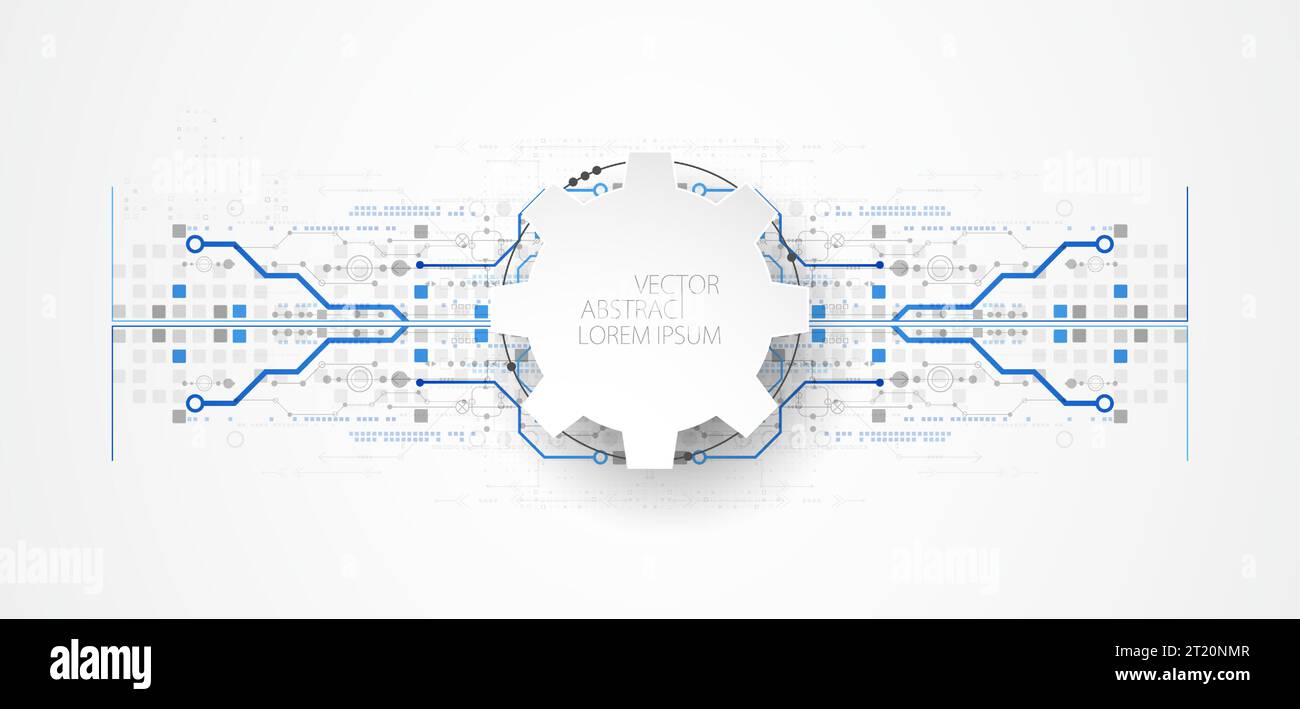 Background tecnologico orizzontale astratto. Concetto di comunicazione, contesto futuristico dell'innovazione digitale. Illustrazione vettoriale Illustrazione Vettoriale