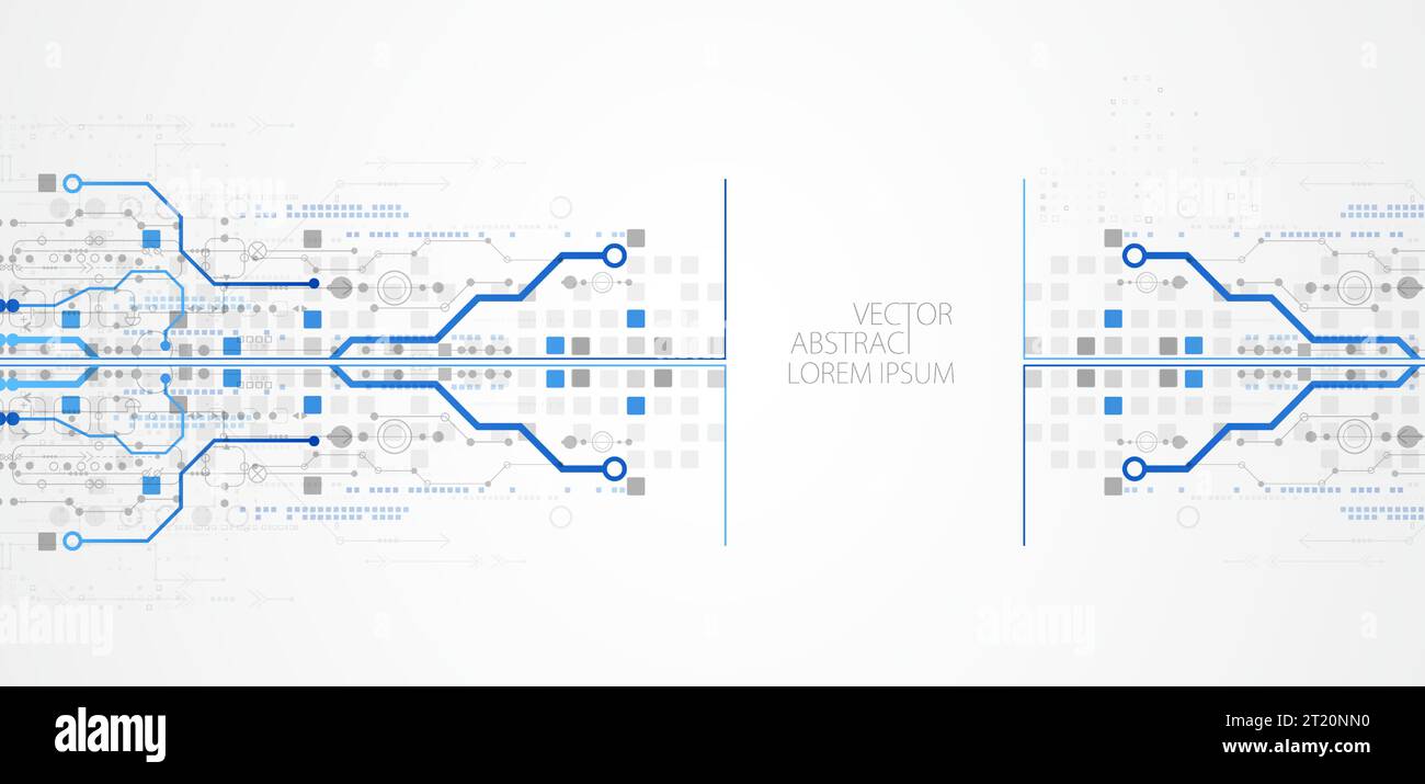 Background tecnologico orizzontale astratto. Concetto di comunicazione, contesto futuristico dell'innovazione digitale. Illustrazione vettoriale Illustrazione Vettoriale