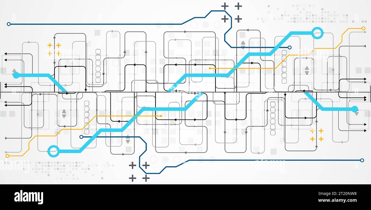 Background tecnologico orizzontale astratto. Concetto di comunicazione, contesto futuristico dell'innovazione digitale. Illustrazione vettoriale Illustrazione Vettoriale