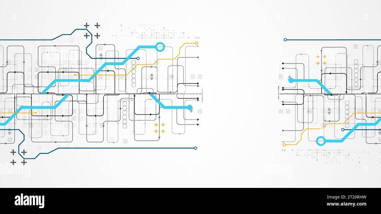 Background tecnologico orizzontale astratto. Concetto di comunicazione, contesto futuristico dell'innovazione digitale. Illustrazione vettoriale Illustrazione Vettoriale