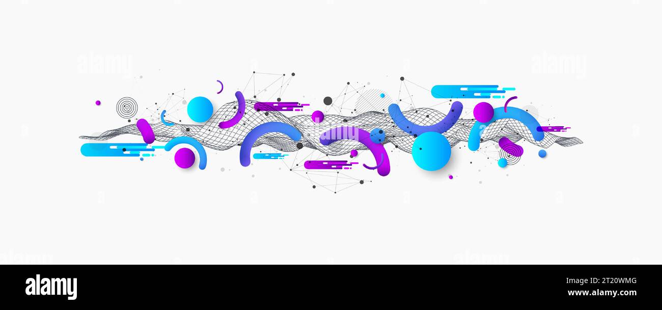 Sfondo colorato astratto. Design del coperchio fluido alla moda wireframe. Illustrazione Vettoriale