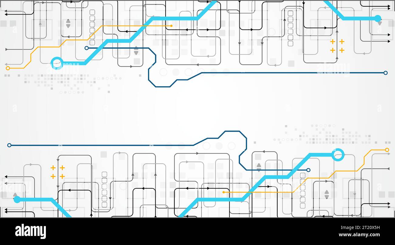 Background tecnologico orizzontale astratto. Concetto di comunicazione, contesto futuristico dell'innovazione digitale. Illustrazione vettoriale Illustrazione Vettoriale
