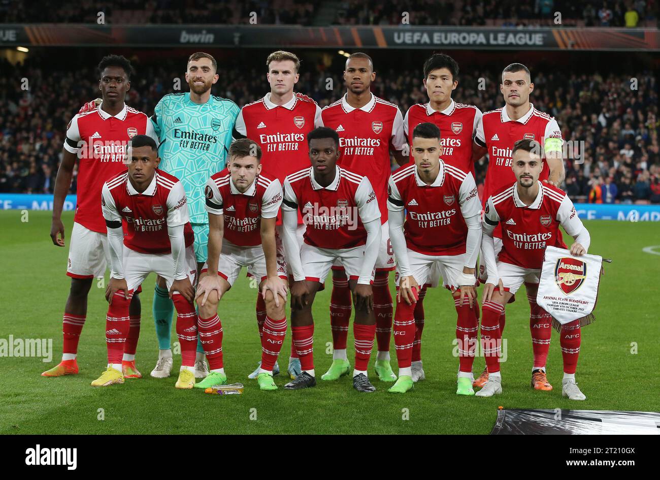 Foto della squadra dell'arsenale. - Arsenal contro Bodo Glimt, UEFA Europa League, fase a gironi, Emirates Stadium, Londra, Regno Unito - 6 ottobre 2022 solo per uso editoriale - si applicano le restrizioni DataCo Foto Stock