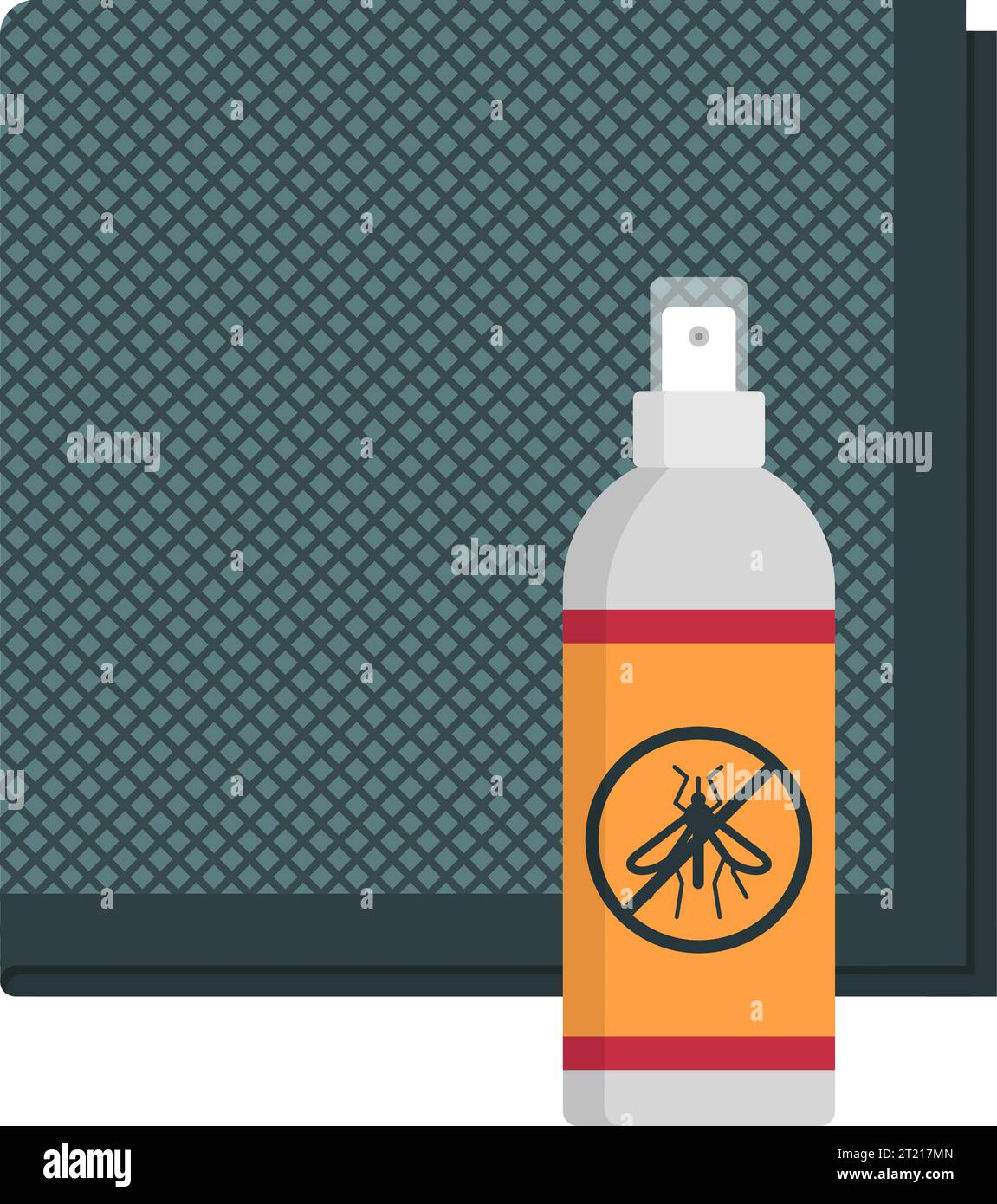 Spray repellente per zanzare e zanzariera ripiegata, isolata Illustrazione Vettoriale