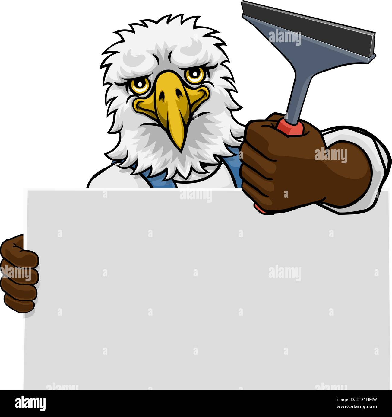 Detergente per vetri Eagle Car Wash Cleaning Mascot Illustrazione Vettoriale