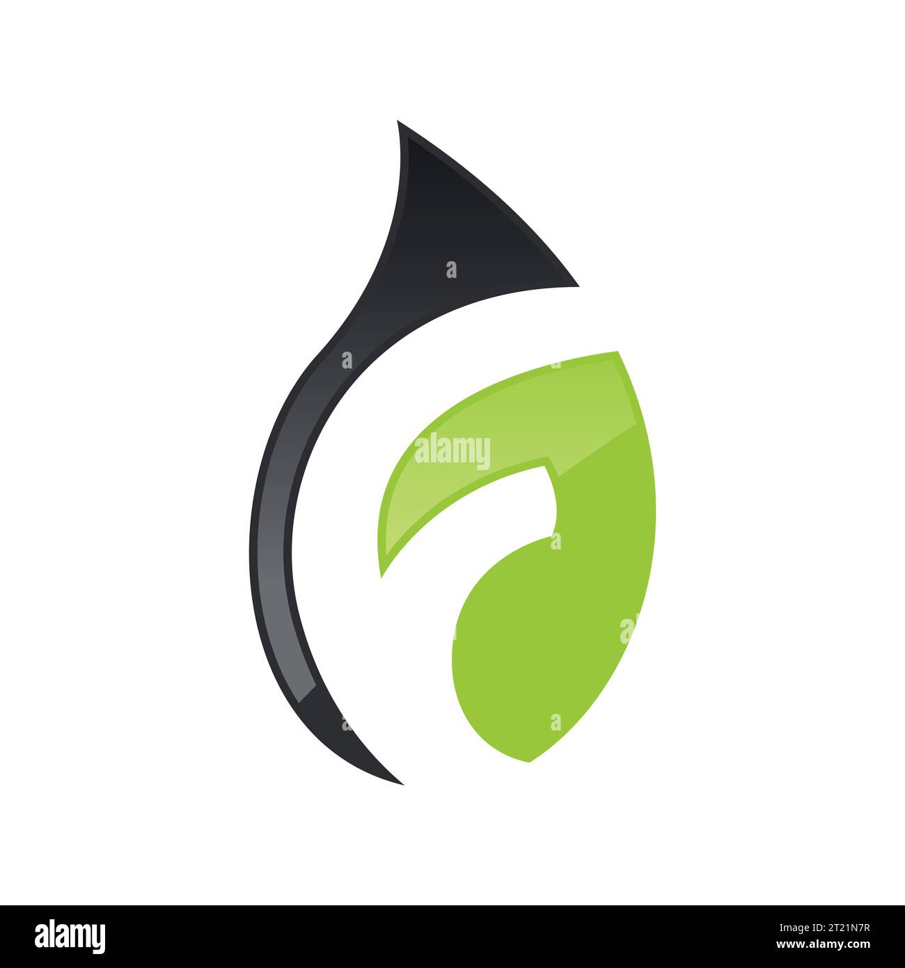 Design del logo del modello vettoriale dello spazio negativo della lettera f LEAF. Illustrazione astratta della combinazione di lettere f e lamelle, semplice stile piatto Illustrazione Vettoriale