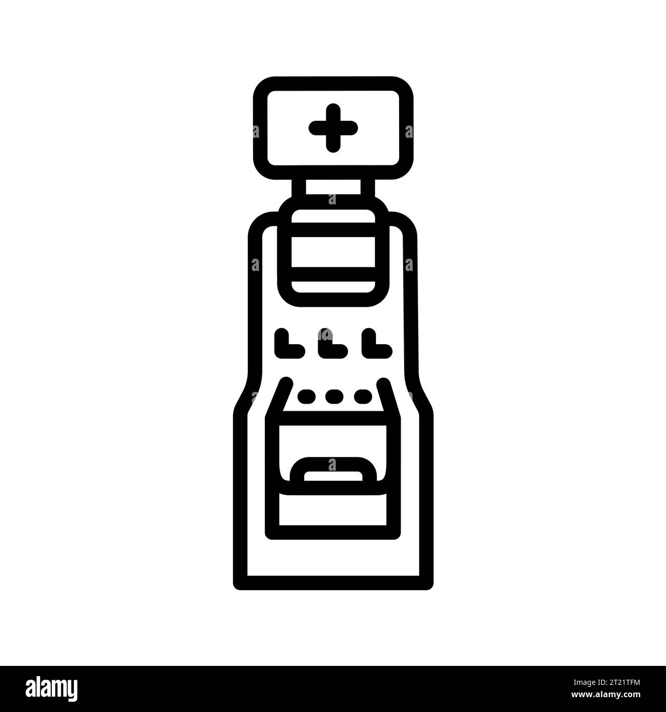 Icona della macchina per il controllo medico in linea nera. Macchina self-service. Pittogramma per pagina Web, app mobile, promo. Illustrazione Vettoriale