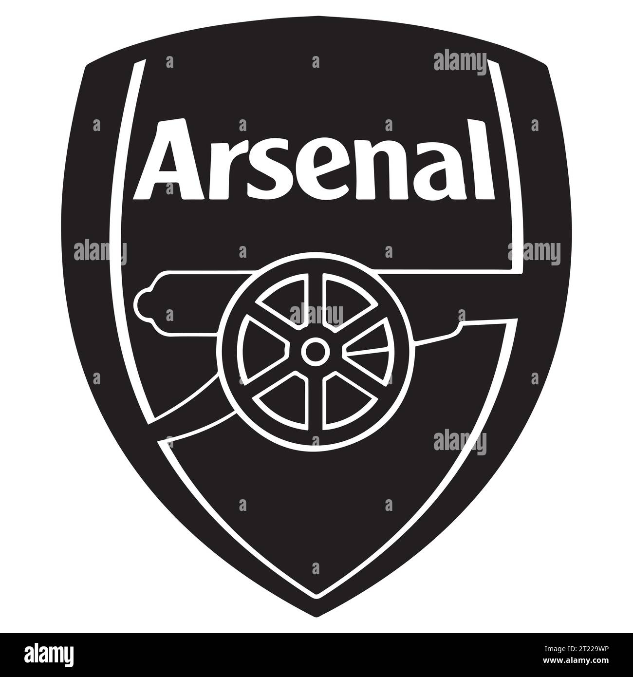 Arsenal FC in bianco e nero Logo England Professional Football League System, illustrazione vettoriale immagine astratta in bianco e nero modificabile Illustrazione Vettoriale
