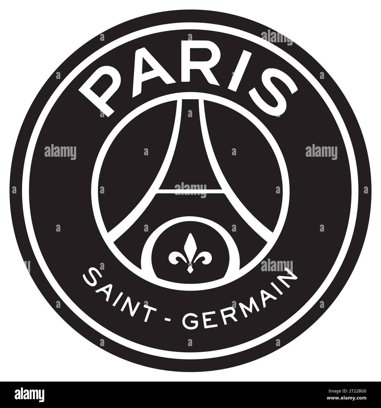 Paris Saint Germain FC – PSG Black and White Logo France sistema di campionati professionistici di calcio, Vector Illustration Abstract Black and White Editable im Illustrazione Vettoriale