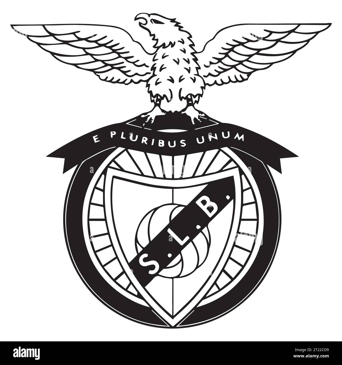 SL Benfica Black and White Logo sistema di campionato di calcio professionistico portoghese, illustrazione vettoriale immagine astratta in bianco e nero modificabile Illustrazione Vettoriale