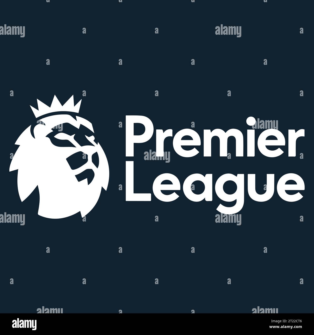Premier League White Logo sistema di campionato di calcio professionistico inglese, illustrazione vettoriale Abstract Blue immagine di sfondo modificabile Illustrazione Vettoriale