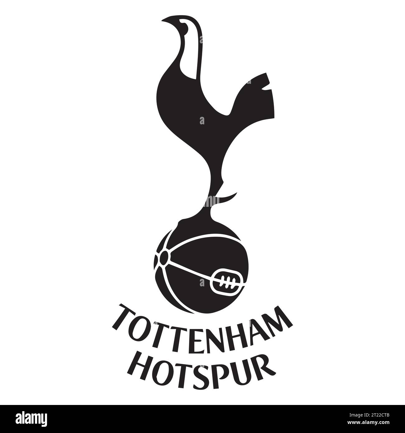 Tottenham Hotspur FC Black and White Logo England Professional Football League System, Vector Illustration Abstract Black and White Editable image Illustrazione Vettoriale