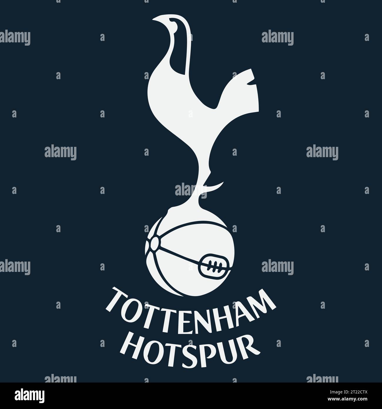 Tottenham Hotspur FC White Logo sistema di campionato di calcio professionistico inglese, illustrazione vettoriale Abstract Blue immagine di sfondo modificabile Illustrazione Vettoriale