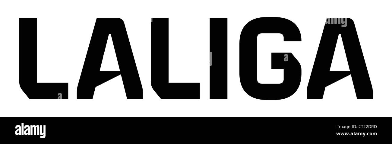 LaLiga Word Black and White Logo Spain Professional Football League System, Vector Illustration Abstract Black and White Editable image Illustrazione Vettoriale