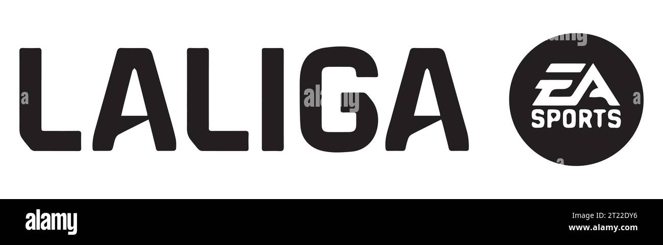 LaLiga EA Sport Black and White Logo Spain Professional Football League System, Vector Illustration Abstract Black and White Editable image Illustrazione Vettoriale