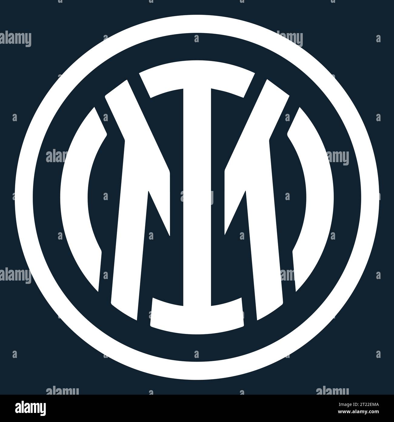 Inter Milan White Logo club di calcio professionistico italiano, illustrazione vettoriale Abstract Blue immagine di sfondo modificabile Illustrazione Vettoriale