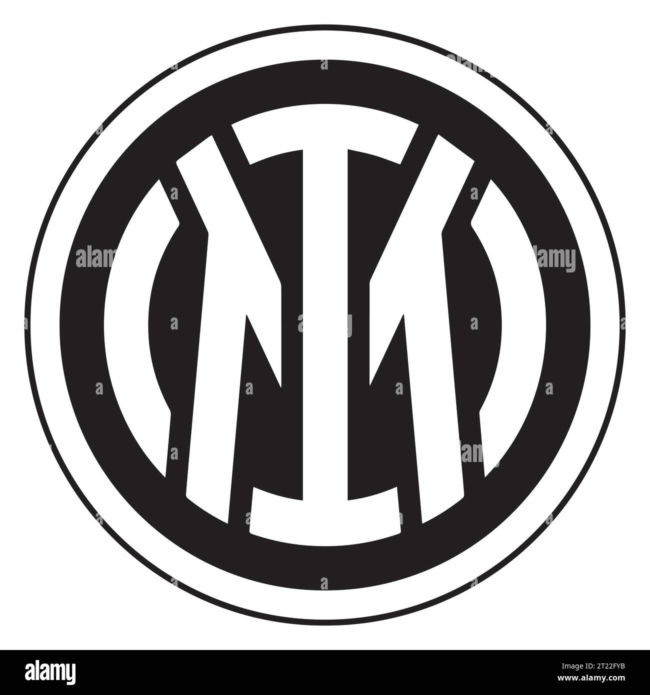 Inter Milan Logo bianco e nero club di calcio professionistico italiano, illustrazione vettoriale immagine astratta in bianco e nero modificabile Illustrazione Vettoriale