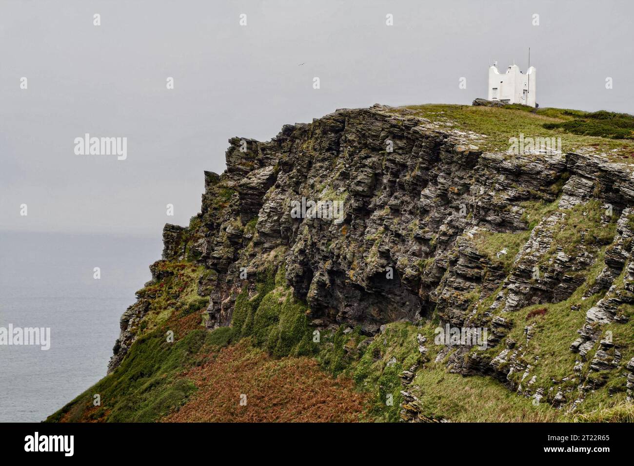 Boscastle Scenarios - Una vista della scogliera sotto il Wilapark Lookout post Foto Stock